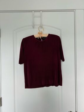 Women's Short-Sleeve Ribbed Top - Burgundy